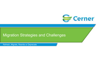 Migration Strategies and Challenges

Refresh, Migrate, Rewrite or Deprecate
 