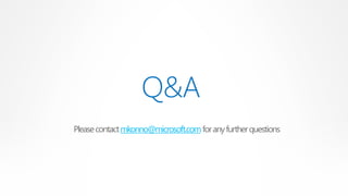 Q&A
Please contact mkonno@microsoft.com for any further questions
 