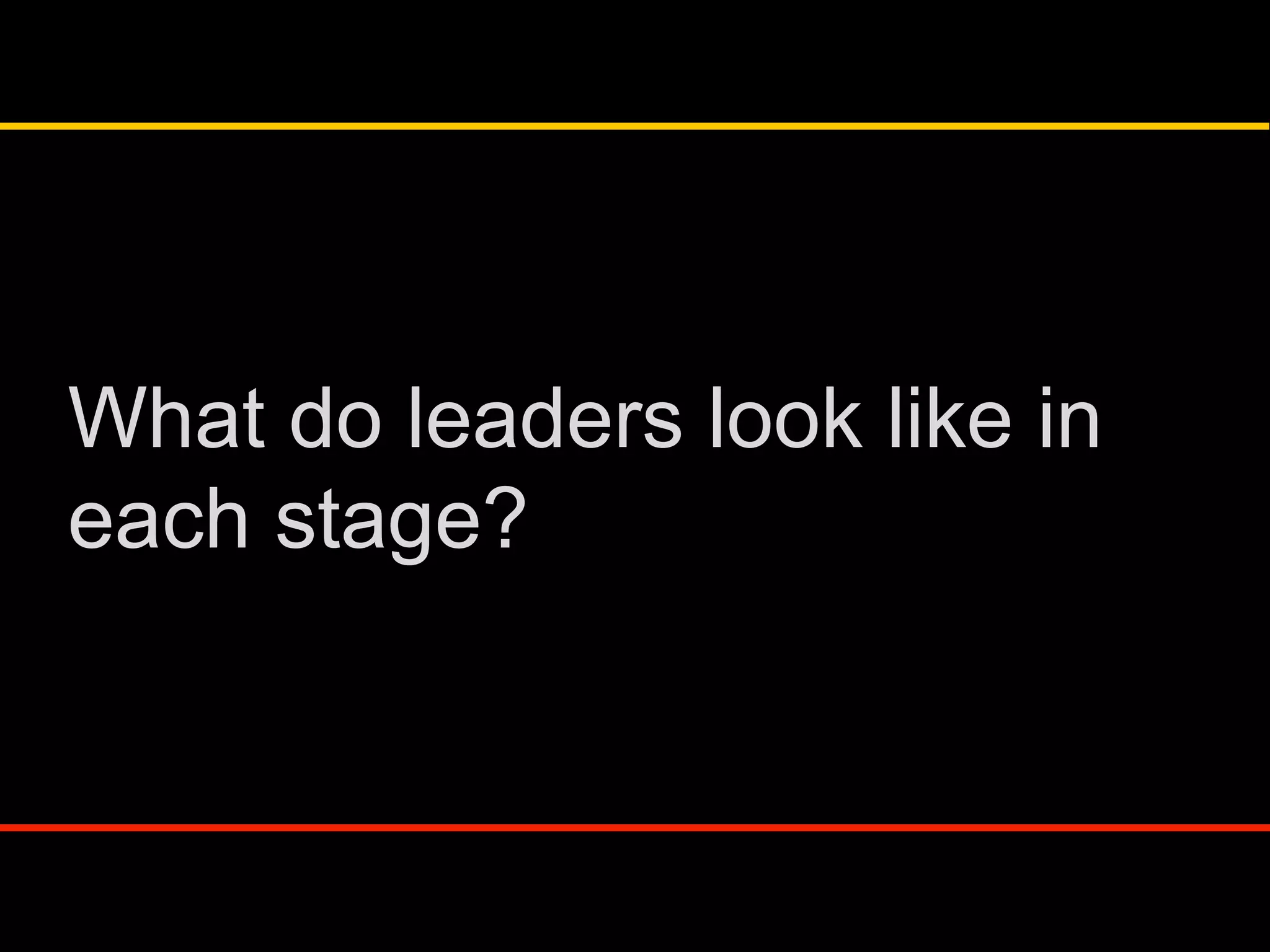 What do leaders look like in
each stage?
 