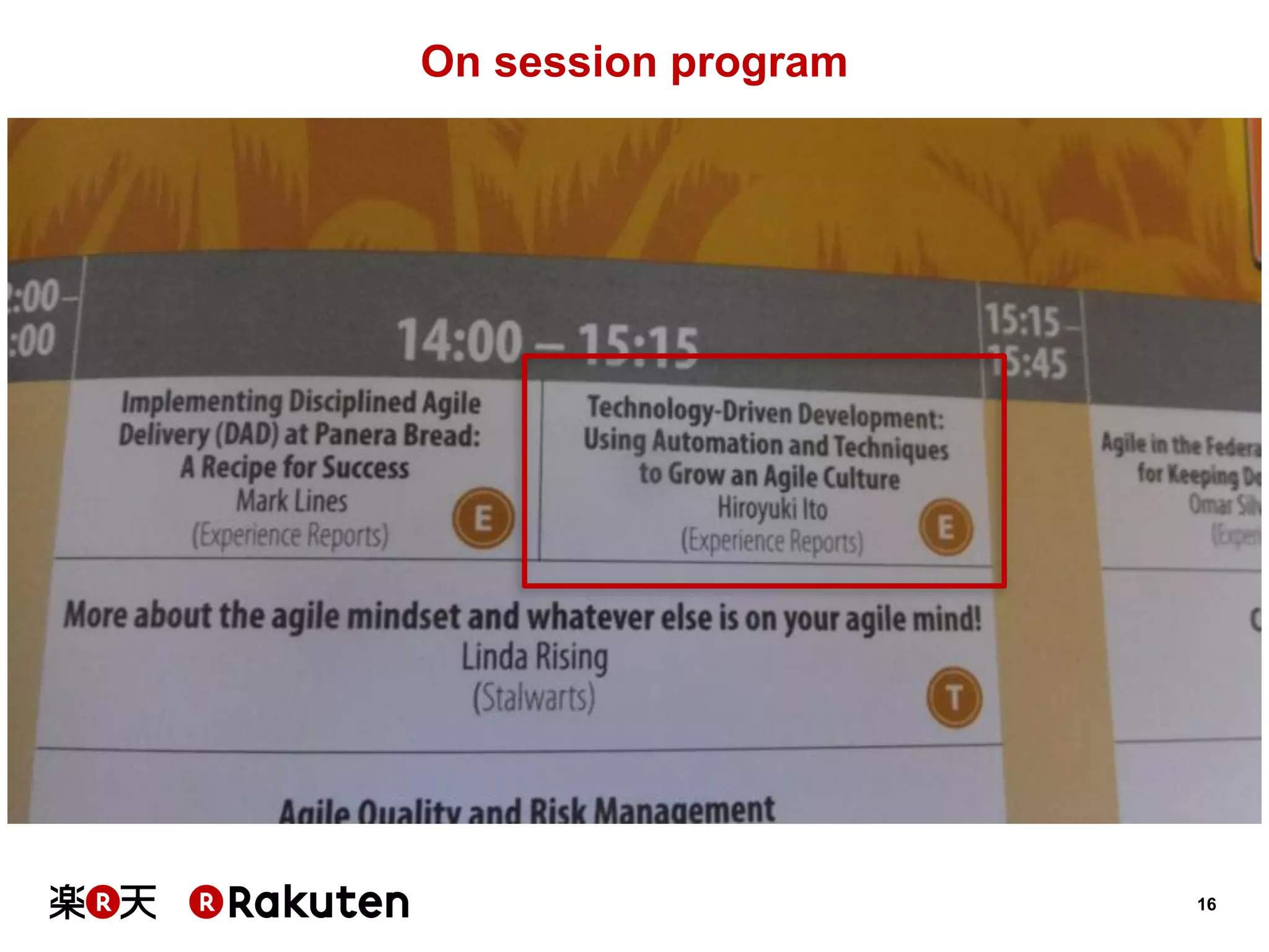 16 
On session program  