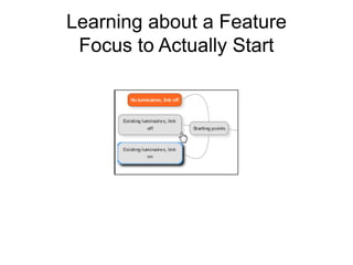 Learning about a Feature
Focus to Actually Start
 
