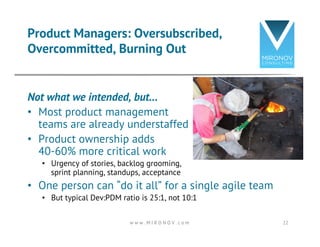 Not what we intended, but…
•  Most product management
teams are already understaffed
•  Product ownership adds
40-60% more...
