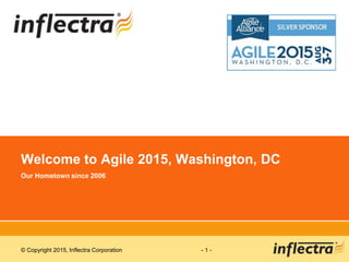 © Copyright 2015, Inflectra Corporation - 1 -
Welcome to Agile 2015, Washington, DC
Our Hometown since 2006
 
