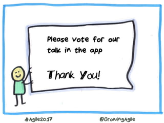 #Agile2017 @GrowingAgile
Please vote for our
talk in the app
Thank You!
 