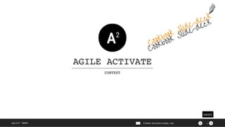 ><PIERRE.NEIS@AGILESQR.COM
next
agile² GmbH
AGILE ACTIVATE
CONTEXT
1
Cookbook Slide-deck
 
