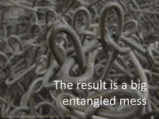 The result is a big
entangled mess
http://www.flickr.com/photos/hryckowian/2029393648/
 