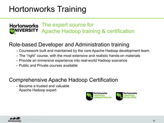 Hortonworks Training
                            The expert source for
                            Apache Hadoop training ...
