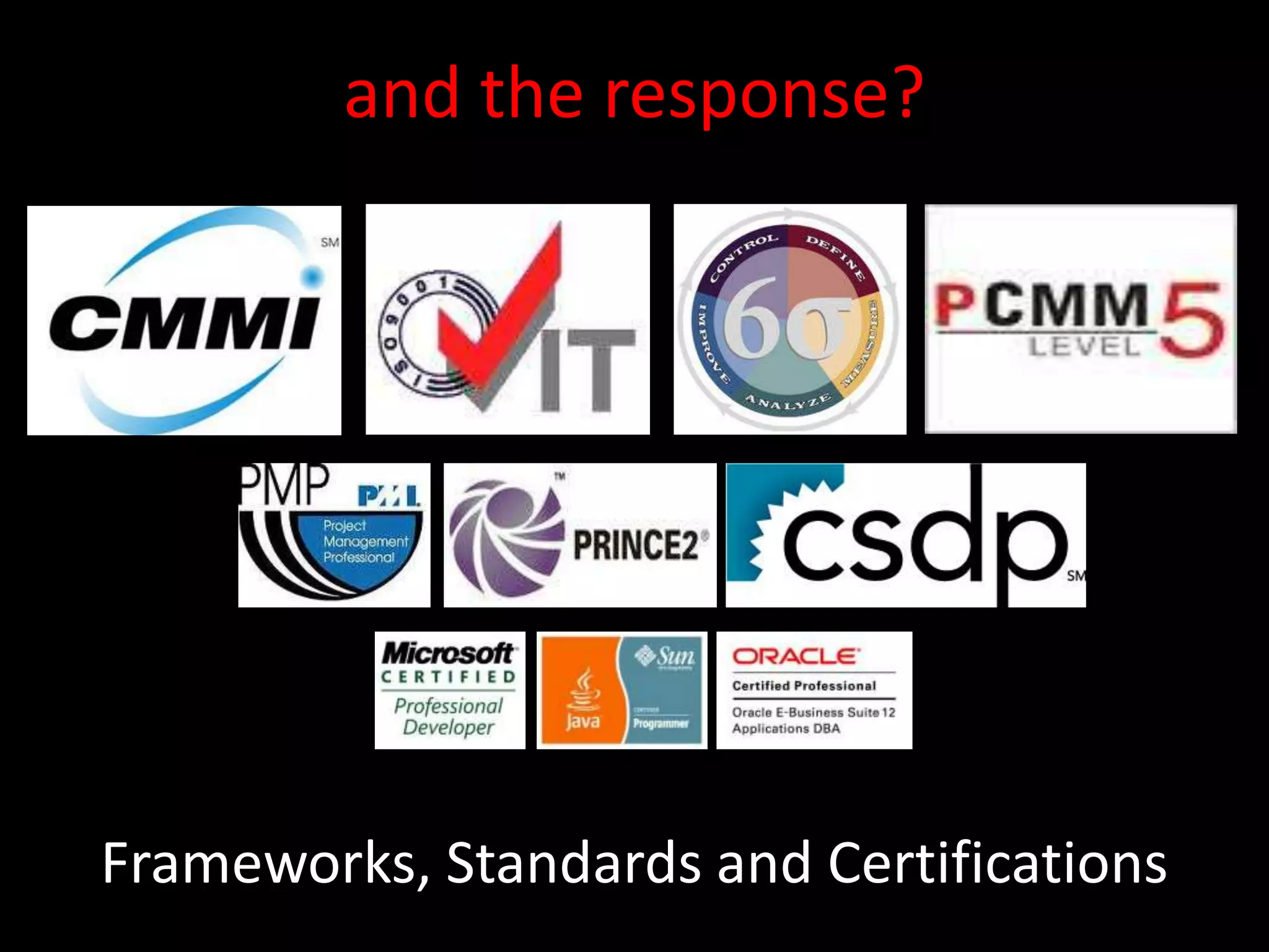 and the response?




Frameworks, Standards and Certifications
 