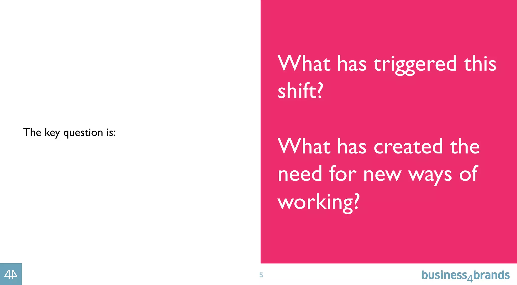 5
The key question is:
What has triggered this
shift?
What has created the
need for new ways of
working?
 