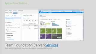 Agile and Scrum Workshop
Work item management integrated with source control, build, and test
Team Foundation Server/Services
 