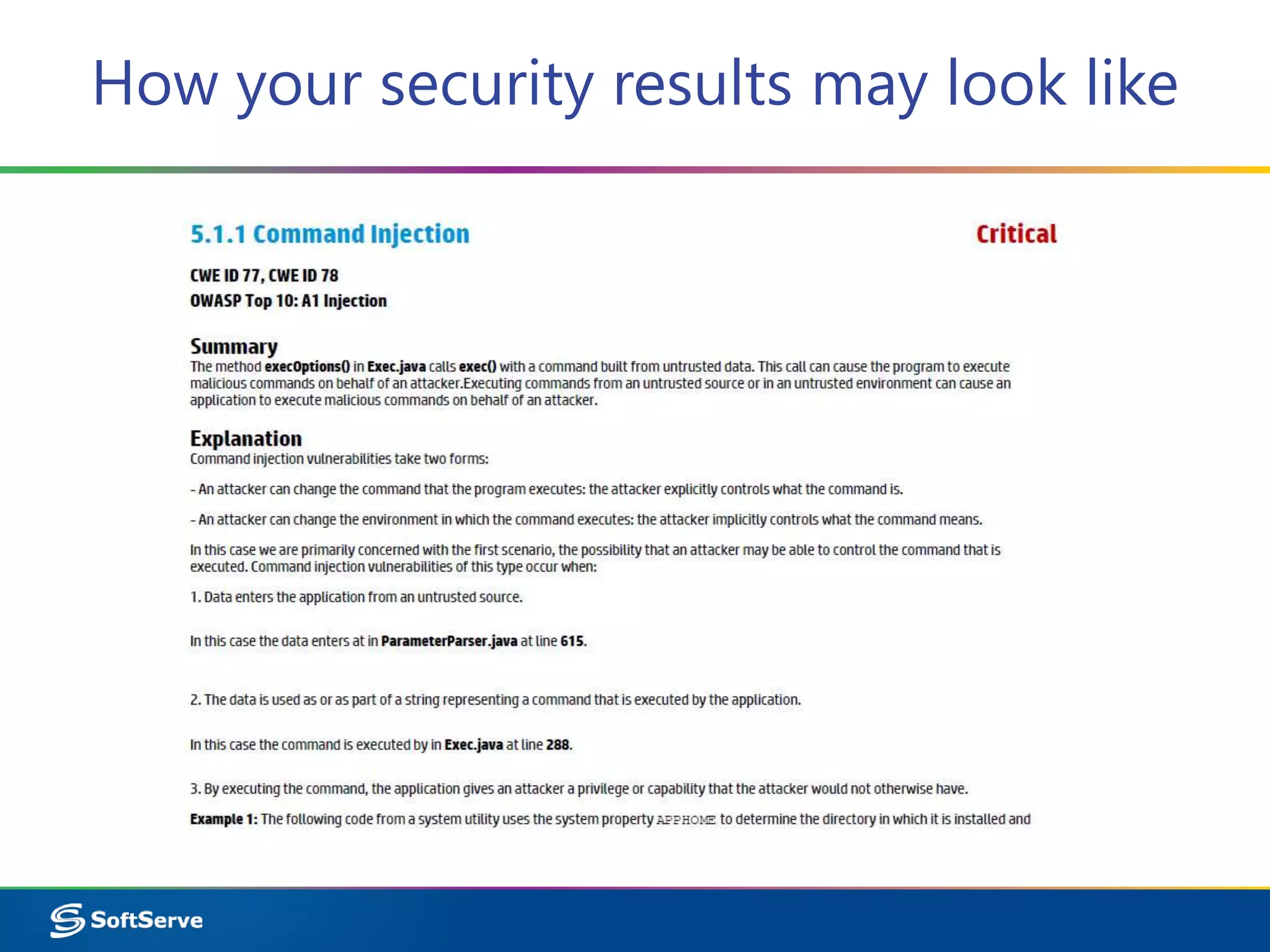 How your security results may look like
 