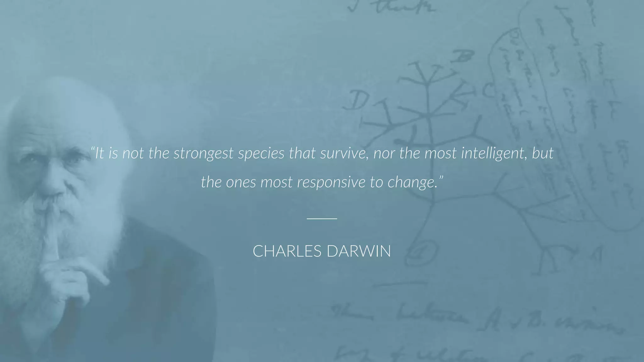 “It is not the strongest species that survive, nor the most intelligent, but
the ones most responsive to change.”
CHARLES DARWIN
 
