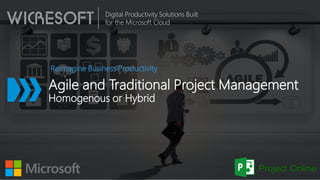 Digital Productivity Solutions Built
for the Microsoft Cloud
Agile and Traditional Project Management
Homogenous or Hybrid
Reimagine Business Productivity
 