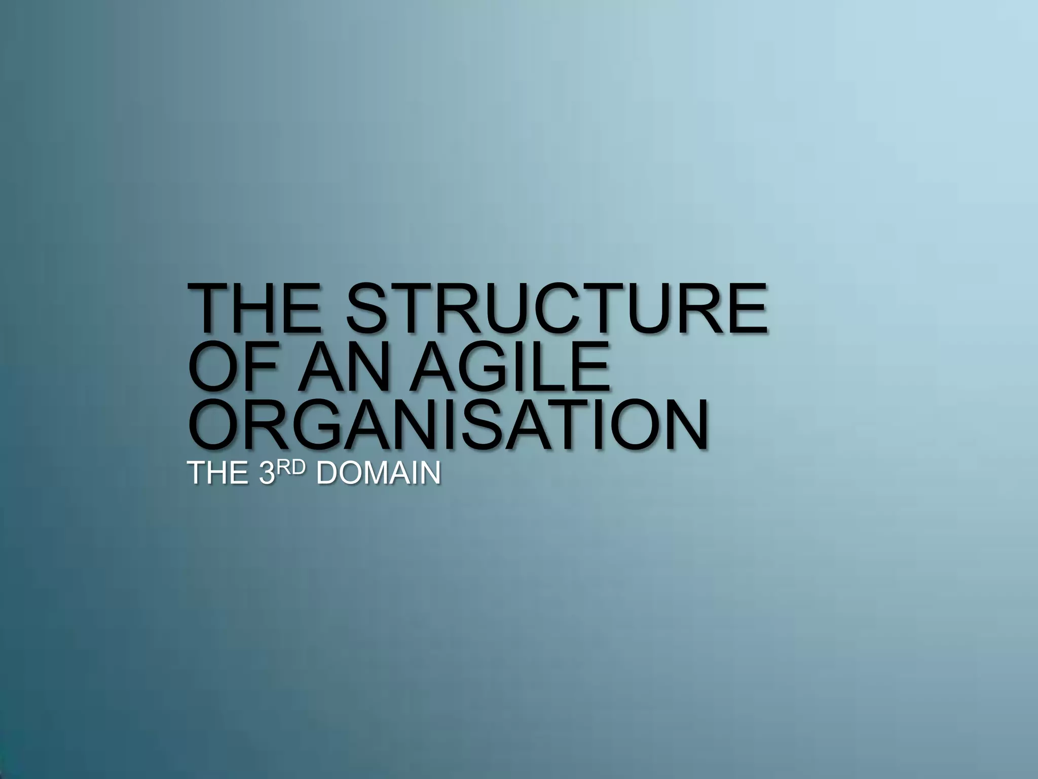 THE STRUCTURE
OF AN AGILE
ORGANISATIONTHE 3RD DOMAIN
 
