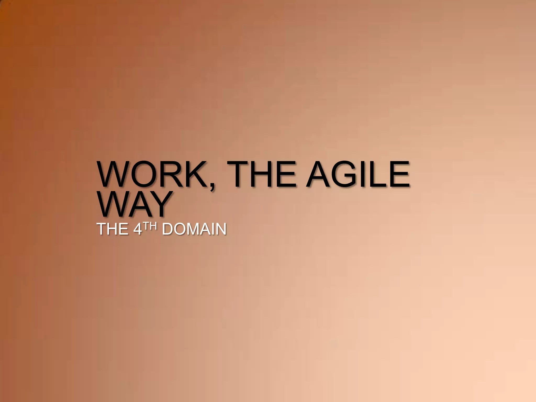 WORK, THE AGILE
WAY
THE 4TH DOMAIN
 