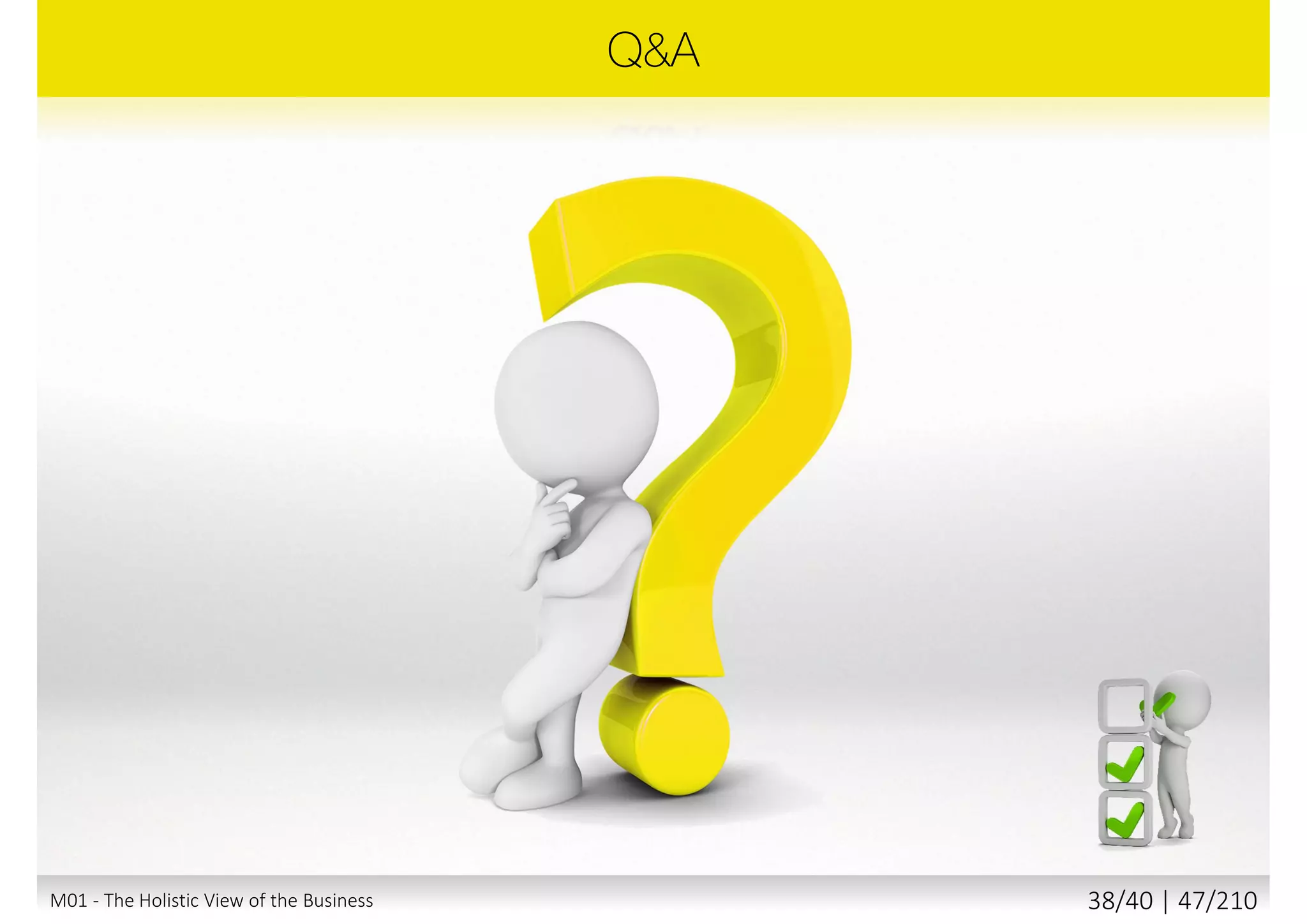  Core considerations when planning and implementing
change
 Culture
 Communication
 Collaboration
M01 - The Holistic View of the Business 37/40 | 47/211
 