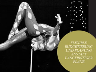 Sandra Nina Eisele   I   Agile Branding




  FLEXIBLE
BUDGETIERUNG
UND PLANUNG
   ANSTATT
LANGFRISTIGER
    PLÄNE
 