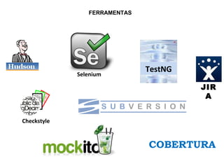 COBERTURA FERRAMENTAS TestNG Selenium Checkstyle JIRA 
