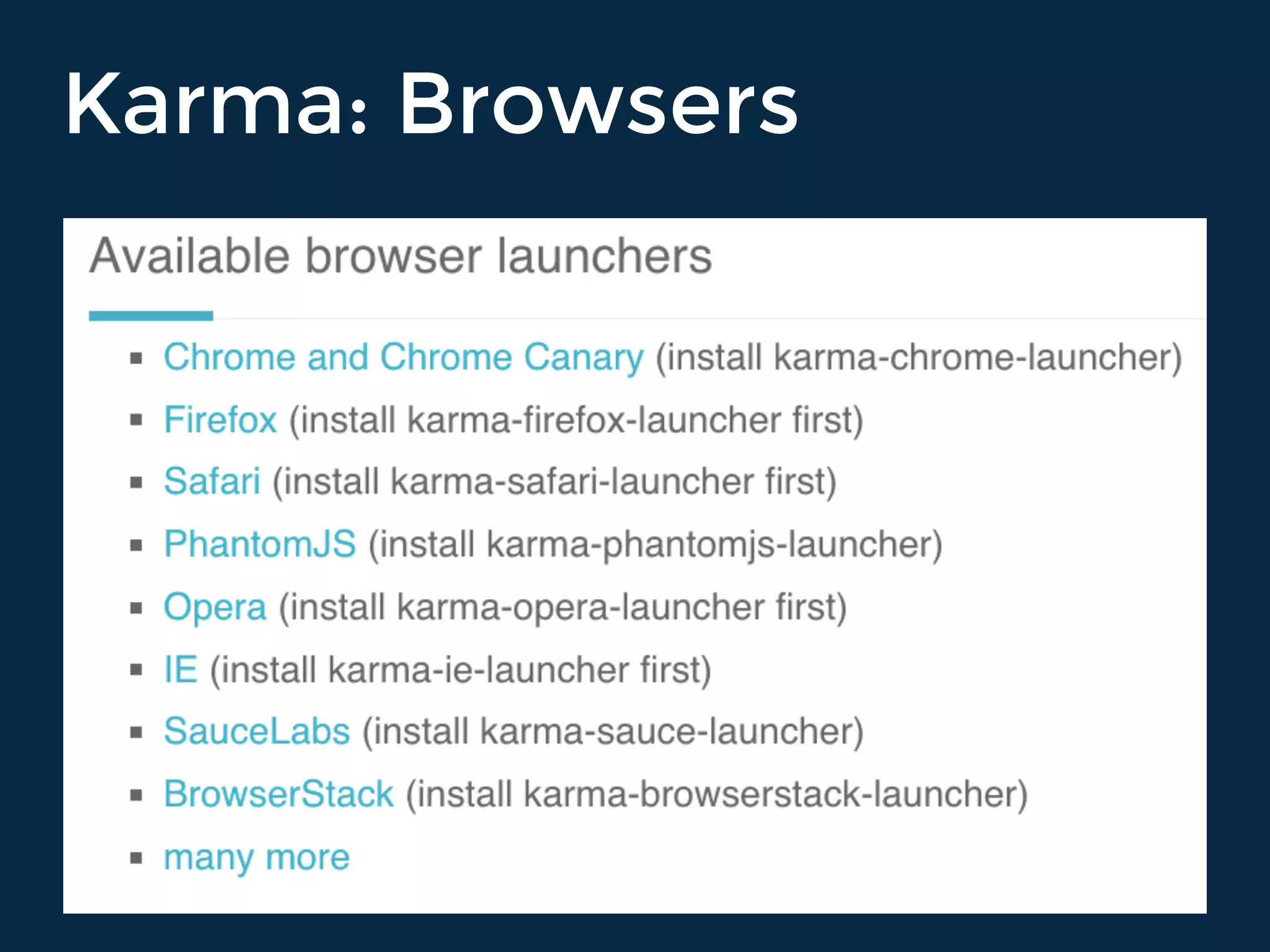 Karma: Browsers
 