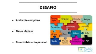 DESAFIO
● Ambiente complexo
● Times efetivos
● Desenvolvimento pessoal
 