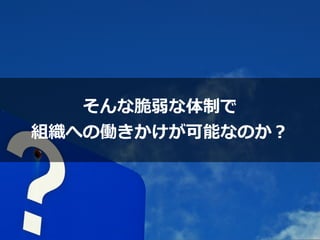 そんな脆弱な体制で


組織への働きかけが可能なのか？
 