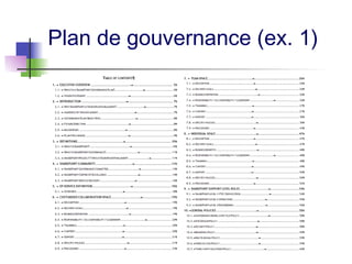 Plan de gouvernance (ex. 1)
 