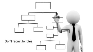 20
Don’t recruit to roles
 