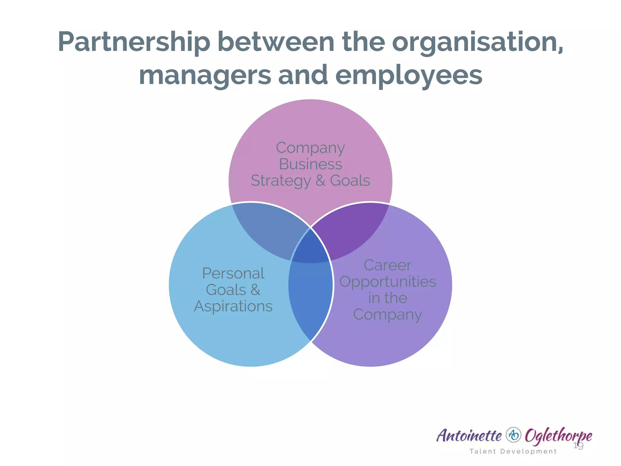 Partnership between the organisation,
managers and employees
19
Company
Business
Strategy & Goals
Career
Opportunities
in the
Company
Personal
Goals &
Aspirations
 