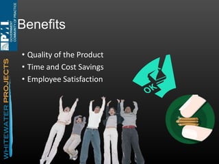 Agile and the Government
• Federal
• General Accounting
Office
• Dept. of Defense
• NASA
• Veterans Affairs
• FBI
• GSA
• Many more

• Washington State
•
•
•
•
•
•
•
•

DOL
DIS
DNR
DOT
L&I
ESD
OCIO
More…

 