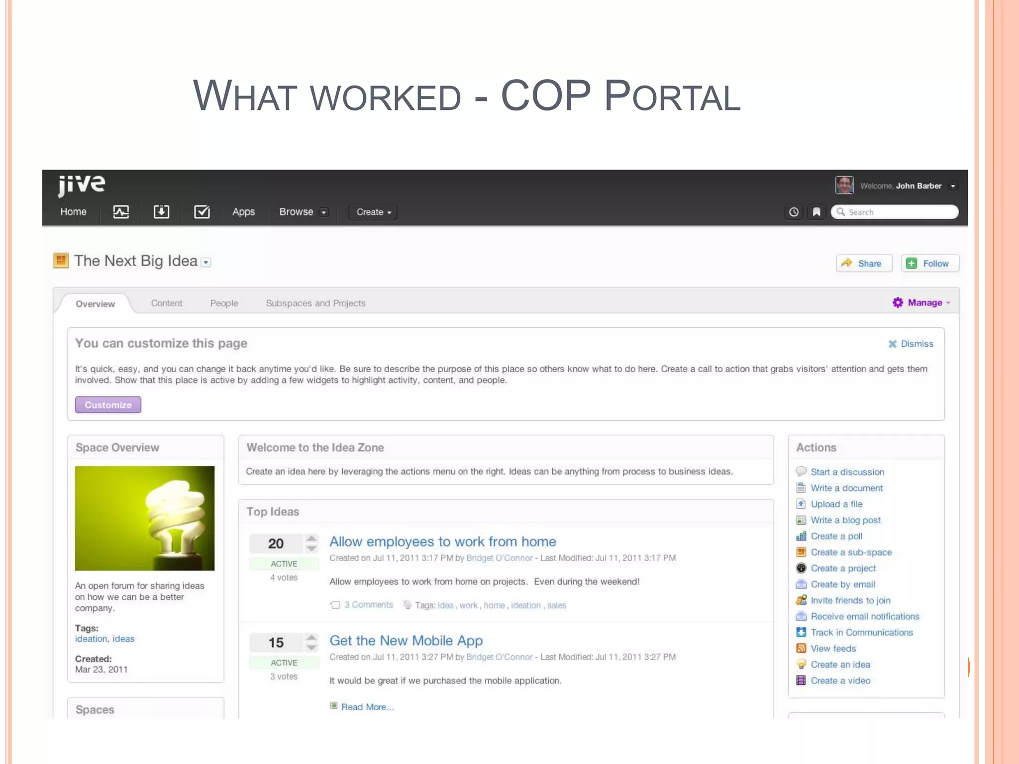 WHAT WORKED - COP PORTAL
 