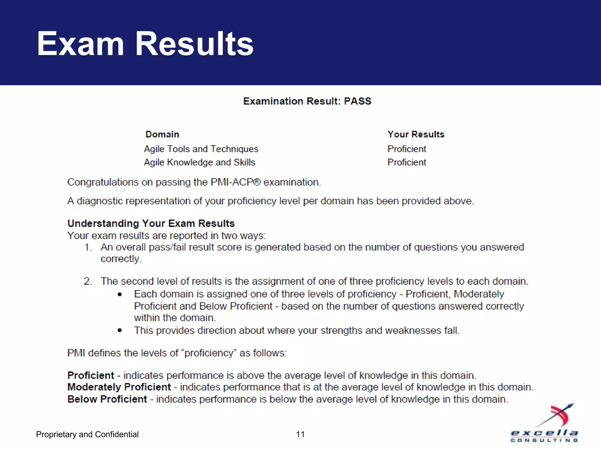 Exam Results




Proprietary and Confidential   11
 