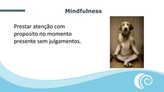 Mindfulness
Prestar atenção com
proposito no momento
presente sem julgamentos.
 