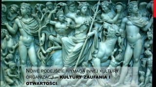NOWE PODEJŚCIE WYMAGA INNEJ KULTURY
ORGANIZACJI – KULTURY ZAUFANIA I
OTWARTOŚCI.
 