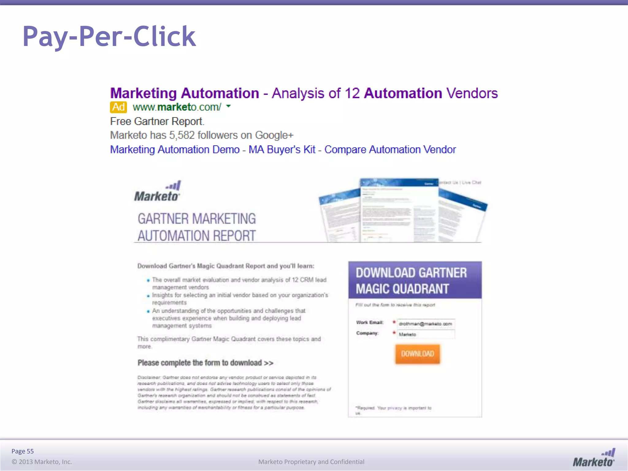 Page 55
© 2013 Marketo, Inc. Marketo Proprietary and Confidential
Pay-Per-Click
 