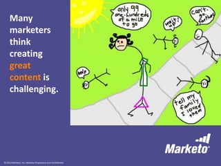 © 2013 Marketo, Inc. Marketo Proprietary and Confidential
Many
marketers
think
creating
great
content is
challenging.
 