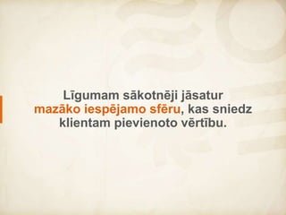 Initially a contract has to contain
the least possible scope, that gives
added value to a customer.
 