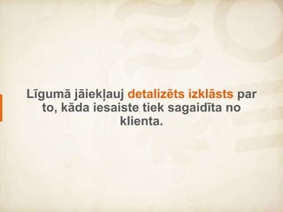 Contract has to contain detailed
description of a customer’s
involvement requirements in a project.
 