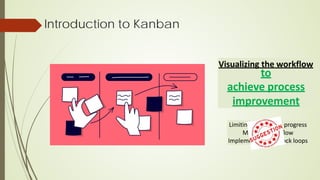 Introduction to Kanban
Visualizing the workflow
to
achieve process
improvement
Limiting the work in progress
Managing the flow
Implementing feedback loops
 