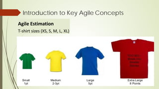 Introduction to Key Agile Concepts
Agile Estimation
T-shirt sizes (XS, S, M, L, XL)
 