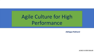 Agile Culture for High
Performance
-Abhigya Pokharel
 