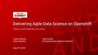 Delivering Agile Data Science on Openshift
Audrey Reznik
Data Scientist
May 9th, 2019
John Archer
Principal Energy Solution Architect
How to create Instant Business Value
 