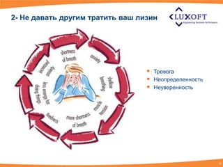 2- Не давать другим тратить ваш лизин




                                     Тревога
                                     Неопределенность
                                     Неуверенность




                                                         8
 