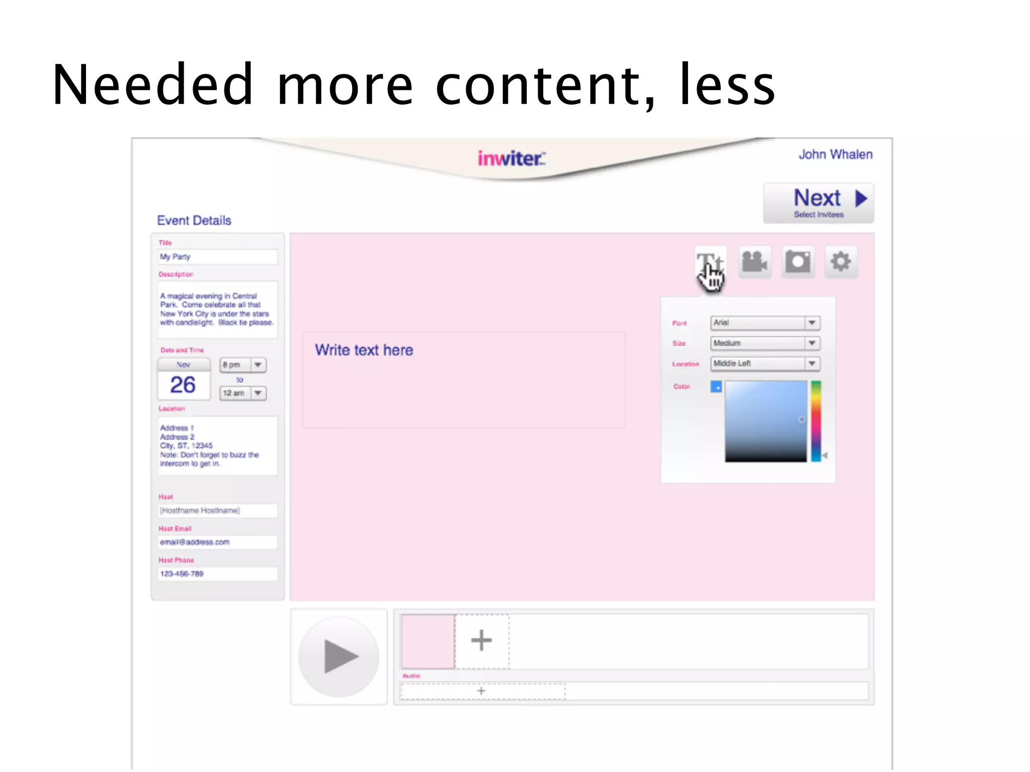 Needed more content, less
 