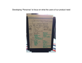 Developing “Personas” to focus on what the users of our product need
 