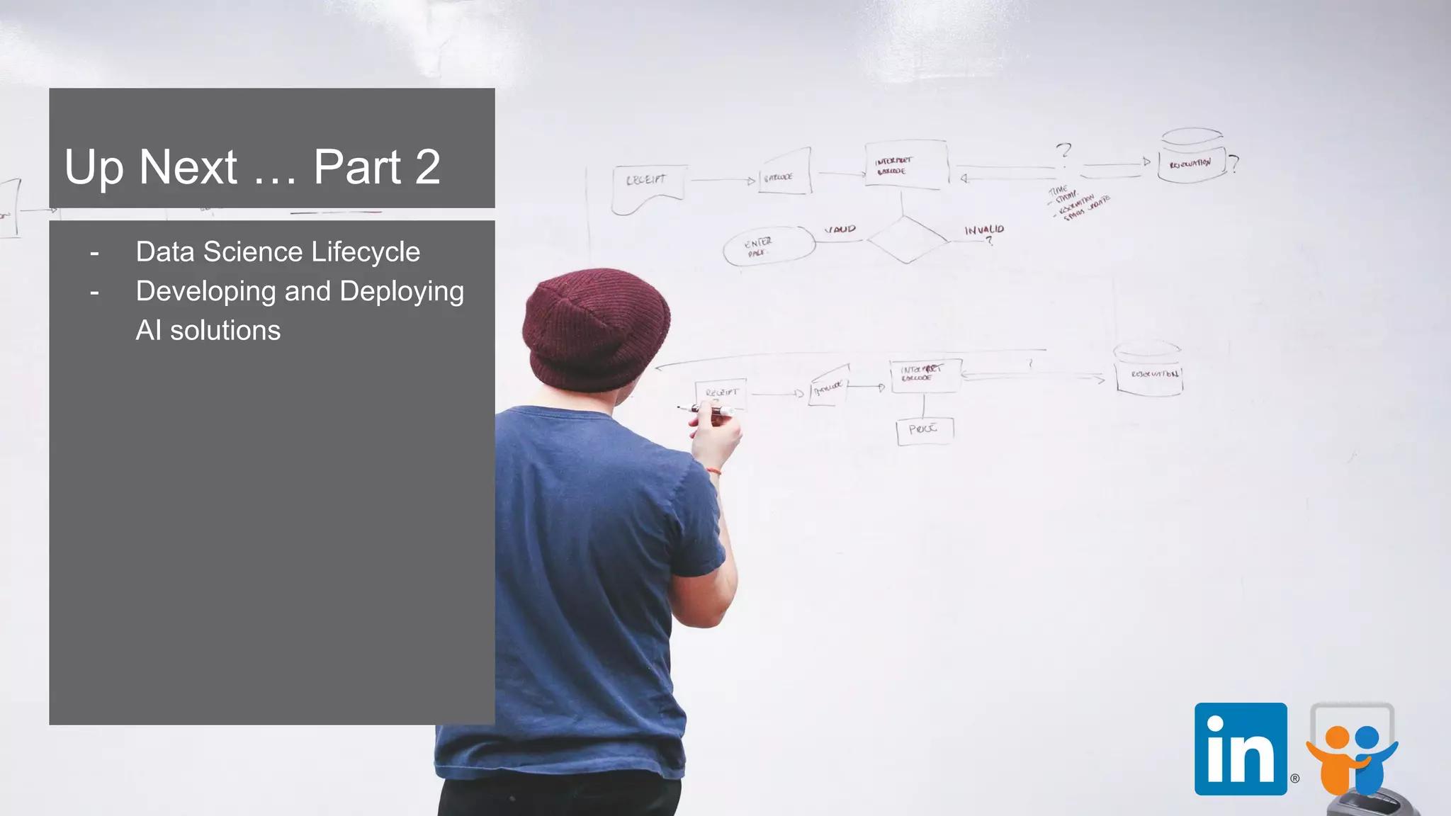 Up Next … Part 2
- Data Science Lifecycle
- Developing and Deploying
AI solutions
 