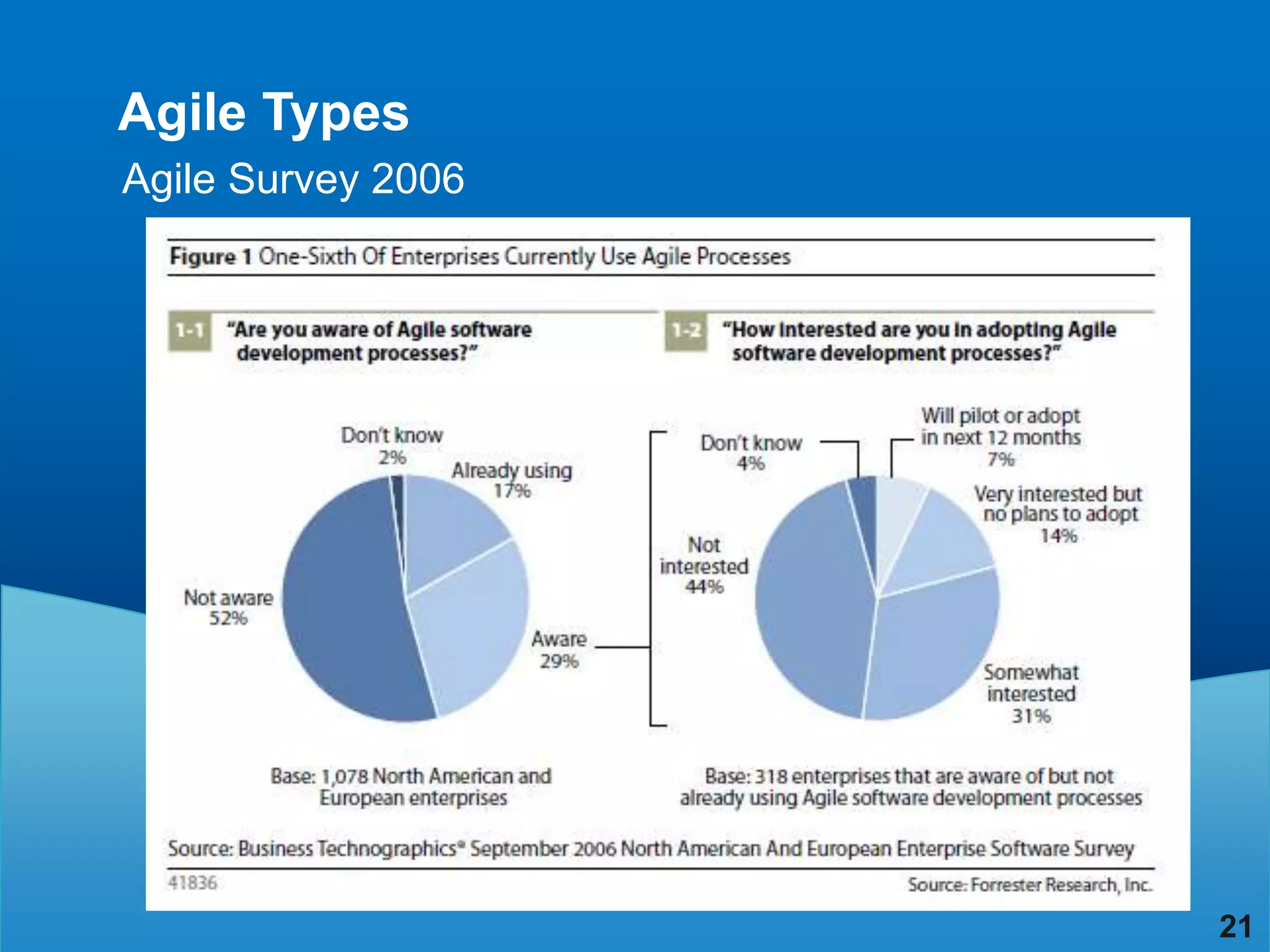 Agile Types
Agile Survey 2006




                    21
 
