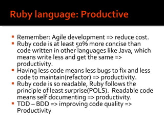 Agile development with Ruby