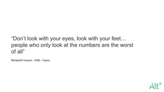 “Don’t look with your eyes, look with your feet…
people who only look at the numbers are the worst
of all”
Nanpachi Hayashi - 2008 – Toyota
 