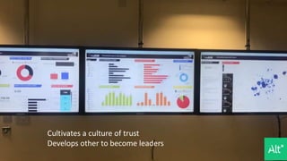 Cultivates a culture of trust
Develops other to become leaders
 