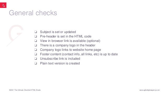 The Ultimate Checklist to HTML Emails | PPT